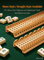 Supports de Mahjong de Luxe en Rotin Tressé et Acrylique avec Poussoirs, Supports de Tuiles en Forme de U Festonnés pour Ensemble d'Accessoires de Mahjong Américain