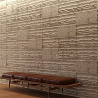 Dalles de travertin turc ivoire naturel pour salon, revêtement mural inspiré du travertin, panneau de revêtement mural en travertin, carrelage en travertin