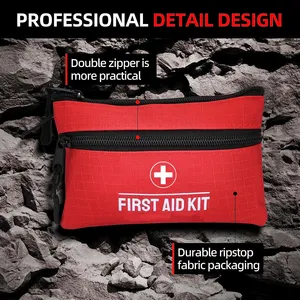 100 Pieces Survival First Aid Kit Pocket Sized Pouch Lightweight Compact With Dual Zippers Mini Small First Aid Kit Pouch