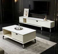 Ensemble meuble TV et table basse moderne et épuré pour petits appartements, design raffiné, meuble d'appoint sur pied