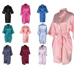 Robe de soirée en Satin doux pour femmes, Kimono doux, en soie, à la mode, avec Logo personnalisé, 2021