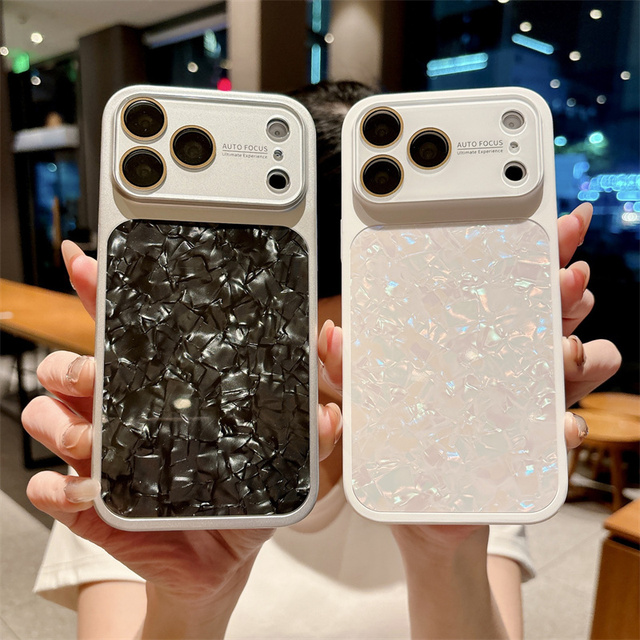 Original Shell Pattern Converted Shockproof Waterproof Wireless Charge Mobile Phone Case for 17 16 Pro Max Colorful Glass