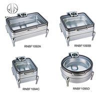 Restaurant Buffet Set Food Warmer Edelstahl Chafing Dish mit transparentem Glas deckel Catering Chafer Food Warmer