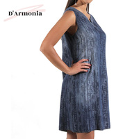 Robe décontractée d'été pour femme en lin et denim, sans manches, taille naturelle, grande taille, de haute qualité