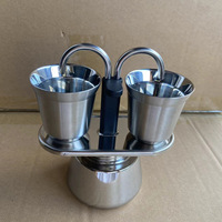 Cafetière Moka 2 tasses en acier inoxydable, expresso italien pour cuisinière, double bec verseur, pour la maison, l'extérieur et le camping