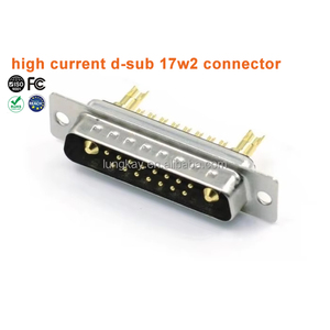 Connettore Industriale D-Sub 17W2 Maschio con Contatti Placcati in Oro per Trasmissione di Corrente e Segnale ad Alta Potenza - Product Image 1