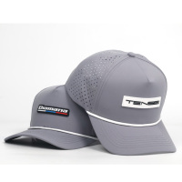 Casquette 5 panneaux personnalisée avec logo, découpe laser de haute qualité, trou perforé, patch en caoutchouc et cordons offerts