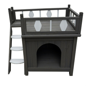 Rumah anjing pondok luar ruangan untuk hewan peliharaan kecil dan sedang, rumah anjing atau kucing tahan air warna asli kayu - Product Image 4