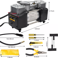 Pompe à air électrique portable mini 12V à double cylindre, compresseur d'air pour voiture, gonfleur de pneus, gonfleur de pneus à 2 cylindres, argent, universel
