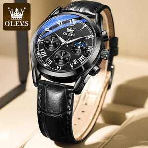 Olevs 2871 Reloj de Pulsera de Cuarzo para Hombre con Logotipo OEM, de Lujo y Moda, Cristal con Fase Lunar, Analógico, Correa de Cuero Casual - Product Image 3