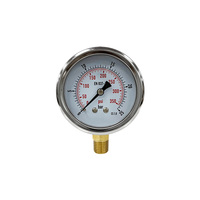 AKS 0-25 Bar 0-350 PSI Pressure Gauge 63mm Semi-Steel Case Radial Bottom Mount 1/4 NPT Water Oil Gas Air Pressure Gauge