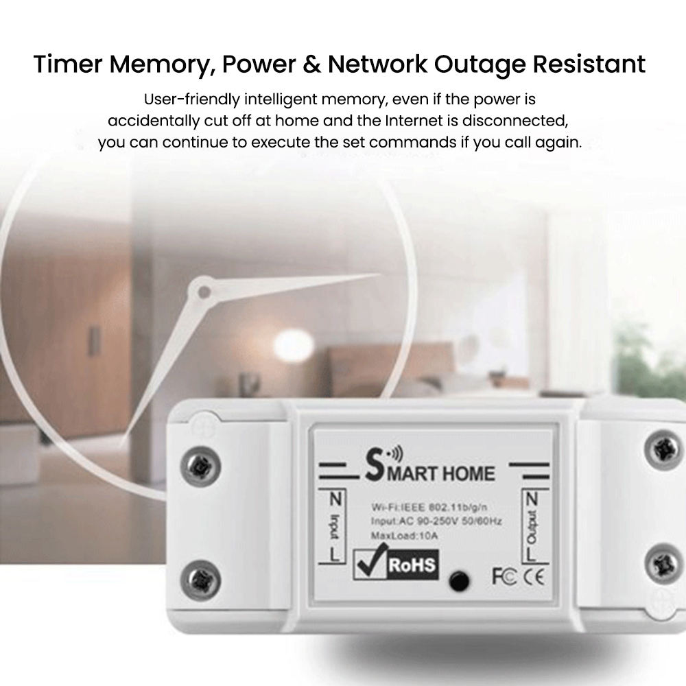 10A 30-50m Alexa Google Assistant Home Automation Smart Home Wireless Remote Controller Timer WiFi Switch Module