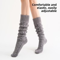 Chaussettes pour femme en tricot à motif 3D, double aiguille, épaisses, respirantes, longueur ras du cou, pour automne-hiver, avec bordure côtelée