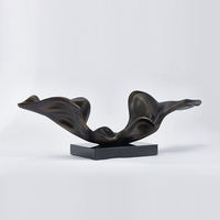 Sculpture Art Déco en Résine Noire Faite à la Main, Effet Marbre, Moderne et Luxueuse, pour Hôtels, Restaurants, Statues Irrégulières, Ornements pour la Maison et le Bureau, Vente en Gros