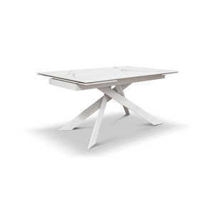 โต๊ะอาหารเซรามิกยืดหดได้ รุ่นฟรังโก ฐานเหล็กสีขาว สำหรับใช้ภายใน - Product Image 2