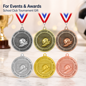 Custom Soccer Medals Football Medal Metal Medal Wholesale Award Medals Gold Silver Bronze With <b>Ribbon</b> Supplier - Product Image 4