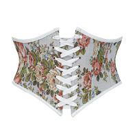 Corsé con Cordones y Cremallera en la Cintura, Diseño Floral Rojo, Ropa Medieval, Top Bustier para Mujer, Corsé Gótico Steampunk