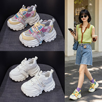 Женские кроссовки на платформе в стиле Dad Shoes, коллекция Осень 2026, на толстой подошве, из микрофибры, с цветовыми блоками, увеличивающие рост, повседневные, стильные