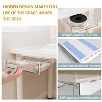 Tiroirs de rangement en plastique auto-adhésifs à un niveau pour bureau maison cuisine salle de bain salon bijoux organisation en boîte