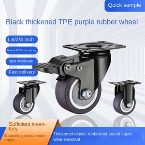 Rueda de goma TPE negra con rodamiento, rueda giratoria universal silenciosa y de alta resistencia para mesa de centro, con dirección plana y sin ruido. - Product Image 5