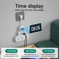 Multiprise encastrée américaine à 3 prises avec port USB et horloge