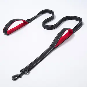 Padded Two Handles Heavy Duty Reflective Leashes for Control Safety Training Walking Lead for Small to Large Dogs