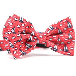 Corbata de Moño Pre-atada Ajustable de Poliéster Estampada con Barco de Vela y Nubes en Rosa, Negro y <span class=keywords><strong>Blanco</strong></span> para Hombre - Product Image 4
