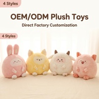 Peluches douces rondes de 45 cm, série animaux, jouets en peluche moelleux à poils courts, 4 styles : Lapin rose, Renard jaune, Mouton blanc, Cochon rose