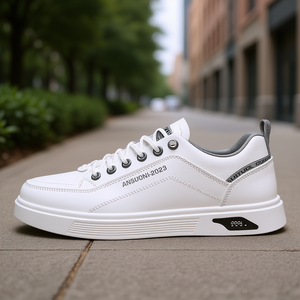 Zapatillas Deportivas de Piel Blancas para Hombre Ansuoni, con Punta Redonda, Estilo Baloncesto, Casuales, para Todas las Temporadas, con Suela de Goma - Product Image 2