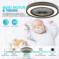 Lampu Kipas Plafon Kamar Tidur Modern Elegan 6-Kecepatan 8 Bilah Motor DC LED Dapat Diredupkan Remote Control Profil Rendah Senyap