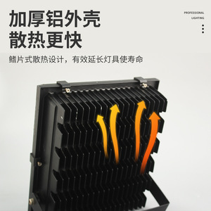 ไฟส่องสว่างกลางแจ้ง Cob Black Diamond Series 300W Ip66 ลำแสงกว้าง ตัวเรือนอะลูมิเนียม ติดตั้งบนพื้นผิว - Product Image 3