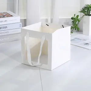 Window Display Transparent Gift Bag Valentine's Day Flower Packaging Bag Square Bouquet Hand Packaging Gift Bag