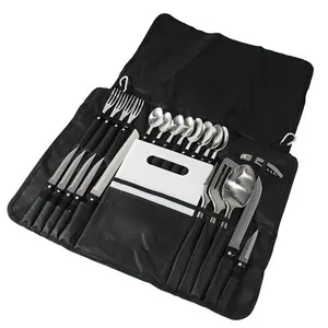 NPOT Camp Kitchen Organizer And Utensil Kit Stainless Steel Camping Kitchen Utensil Set Portable Camping Gear