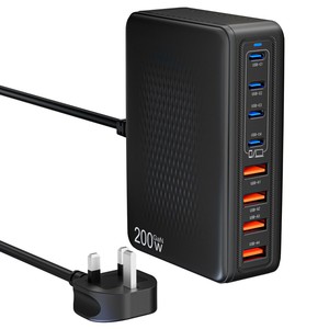Cargador GaN Multi-Puerto de 200W Estándar del Reino Unido, Compatible con Apple iPhone 16 y Cargadores Samsung, Certificado UKCA - Product Image 4