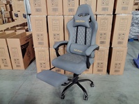 Chaise de jeu ergonomique à dossier haut avec soutien lombaire, chaise de bureau exécutive en cuir PU noir avec repose-pieds