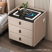 Table de Chevet Intelligente en Gros, Design Bois Multifonctionnel pour Chambre à Coucher, Chargement Sans Fil, Lumière Tricolore, Meuble d'Appoint de Luxe Moderne