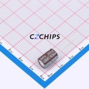 DHG250M685G120S1AA Through-Hole <b>Aluminum</b> <b>Electrolytic</b> <b>Capacitor</b> Through hole,D8xL12mm 6.8uF 20% 250V 310mA-100kHz - Product Image 1