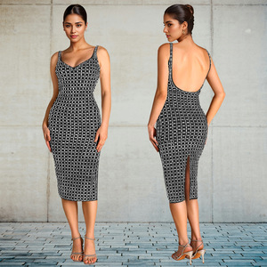 Abito Midi da donna alla moda con Logo personalizzato abito Sexy senza maniche nero nudo senza schienale estivo transfrontaliero - Product Image 3