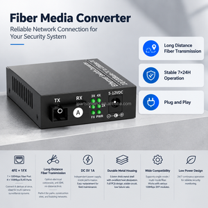 Convertisseur de média fibre optique 100 Mbps 4FE+1FX 1 port fibre 4 ports Ethernet RJ45 Alimentation externe DC5V 1A - Product Image 1