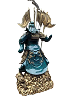 Statue Guan Yu en cuivre Dieu chinois de la loyauté et du courage Sculpture de guerrier incrusté de dragon Décor Feng Shui Technique de coulée