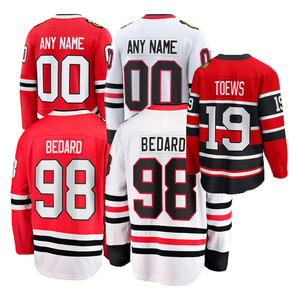 Jersey Deportivo Personalizado de Hockey sobre Hielo de los Chicago Blackhawks, Bordado, 100% Poliéster, para Hombre # 98 Bedard # 19 Toews # 4 Jones - Product Image 1