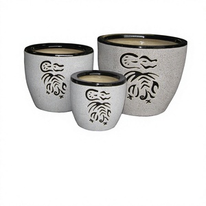 Juego de Macetas de Cerámica con Diseño Floral, Macetas Esmaltadas de Estilo Oriental Tradicional para Decoración del Hogar - Product Image 5