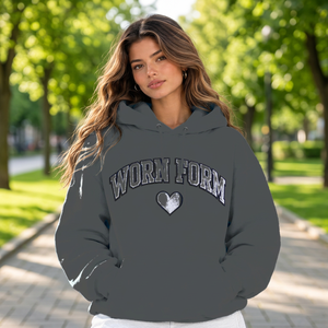 Women's <b>Pink</b> Oversized Hoodie Custom Glitter Print Heart Logo Fleece <b>Sweatshirt</b> Regular Sleeve Autumn Style Streetwear - Product Image 4