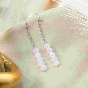 Boucles d'oreilles pendantes en quartz à facettes faites à la main, style minimaliste, en pierre naturelle dorée, pour femme, cadeau, vente en gros, collection été - Product Image 6
