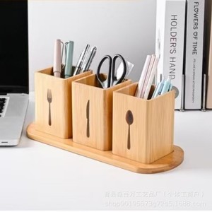 Wooden Cutlery Storage Box <b>Set</b> <b>Square</b> Knife Fork Spoon Holder Desktop Organizer Kitchen Utensil Rack - Product Image 2
