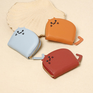 New PU Leather Button Hasps Closure Short Wallet Women Unisex Waterproof Multi-Function Zero Card Holder <b>Cat</b> Coin Purse - Product Image 2