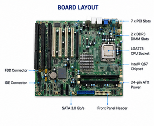 Carte mère industrielle ATX AXIOMTEK SYM76949VGGA REV.A1 DDR3 reconditionnée, double Gigabit LAN, 3 ISA, 5 PCI - Product Image 4