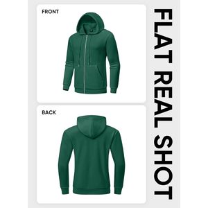 Sweats à capuche décontractés en coton avec cordon de serrage pour hommes, polaire à fermeture éclair complète avec fonction anti-rides, sérigraphiés, tailles XXS à 6XL - Product Image 3