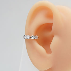 Pendientes de Clip Starsgem, Joyería de Oro de 10K con Diamante Cultivado en Laboratorio, Corte Esmeralda Redondo, Clip para Oreja con Diamante Suelto, Brazalete para Oreja - Product Image 4
