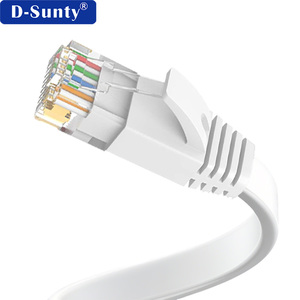 Câble Ethernet plat D-Sunty Cat 6, cuivre toronné 8 conducteurs, cordon de raccordement réseau RJ45, noir et blanc - Product Image 3